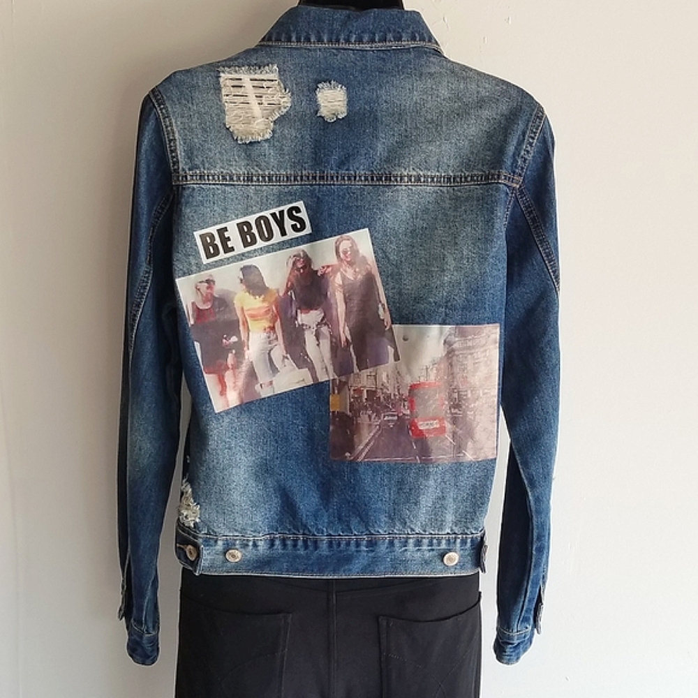 Adore Be Boys Photo Patchwork Denim Jacket - Picture 3 of 10